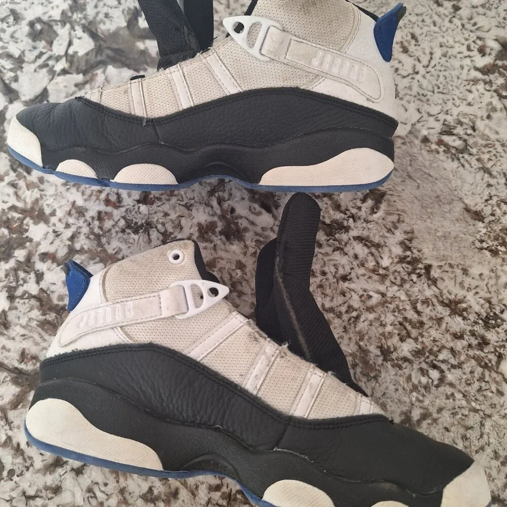 Nike Air Jordan 6 Rings Sneakers Black White ‎ 323432-142  Kid’s Size 3Y